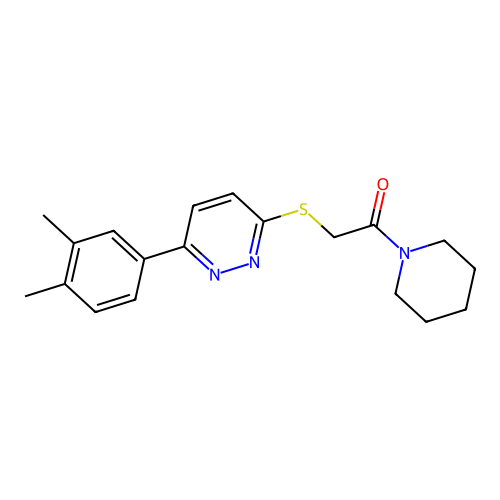 2-[6-(3,4-Dimethylphenyl)pyridazin-3-yl]sulfanyl-1-piperidin-1-ylethanone structure