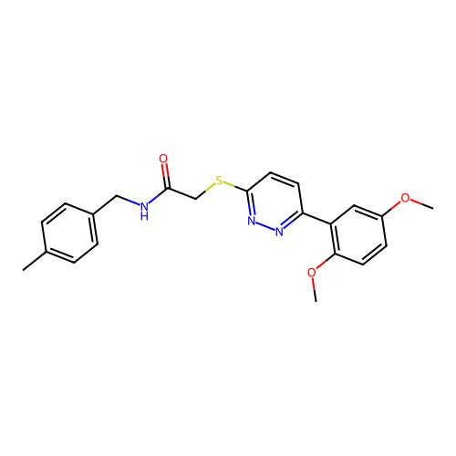 2-((6-(2,5-dimethoxyphenyl)pyridazin-3-yl)thio)-N-(4-methylbenzyl)acetamide structure