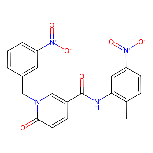N-(2-methyl-5-nitrophenyl)-1-[(3-nitrophenyl)methyl]-6-oxopyridine-3-carboxamide structure