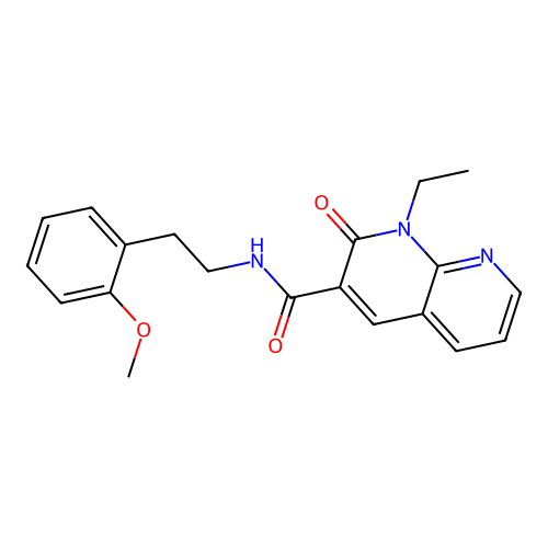 1-ethyl-N-(2-methoxyphenethyl)-2-oxo-1,2-dihydro-1,8-naphthyridine-3-carboxamide structure
