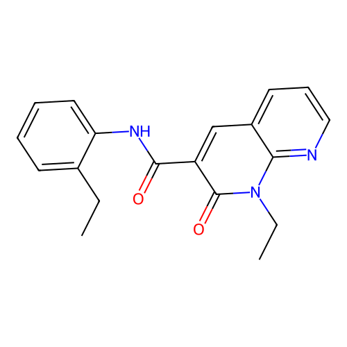 1-ethyl-N-(2-ethylphenyl)-2-oxo-1,2-dihydro-1,8-naphthyridine-3-carboxamide structure