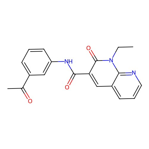 N-(3-acetylphenyl)-1-ethyl-2-oxo-1,2-dihydro-1,8-naphthyridine-3-carboxamide structure