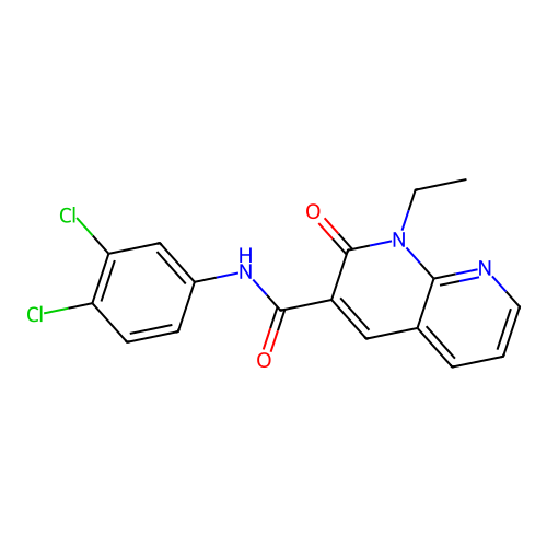 N-(3,4-dichlorophenyl)-1-ethyl-2-oxo-1,2-dihydro-1,8-naphthyridine-3-carboxamide structure