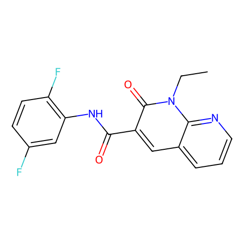 N-(2,5-difluorophenyl)-1-ethyl-2-oxo-1,2-dihydro-1,8-naphthyridine-3-carboxamide structure