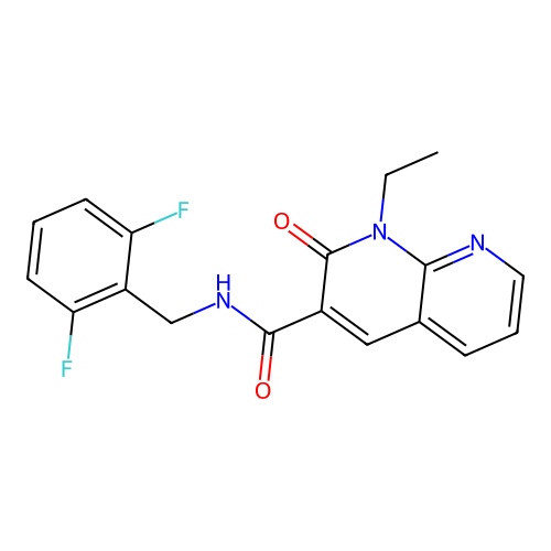 N-(2,6-difluorobenzyl)-1-ethyl-2-oxo-1,2-dihydro-1,8-naphthyridine-3-carboxamide structure