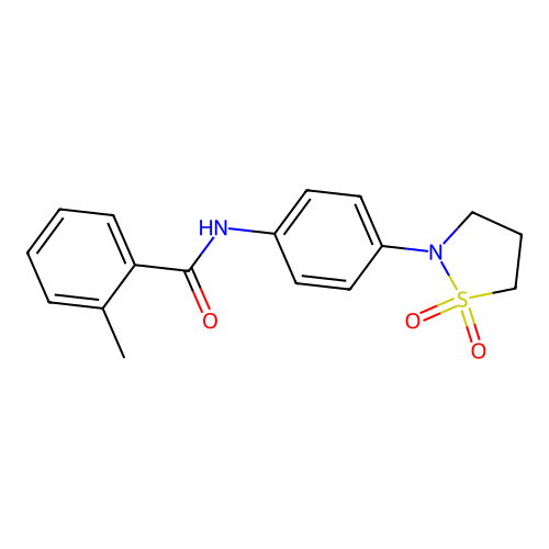 N-(4-(1,1-dioxidoisothiazolidin-2-yl)phenyl)-2-methylbenzamide structure