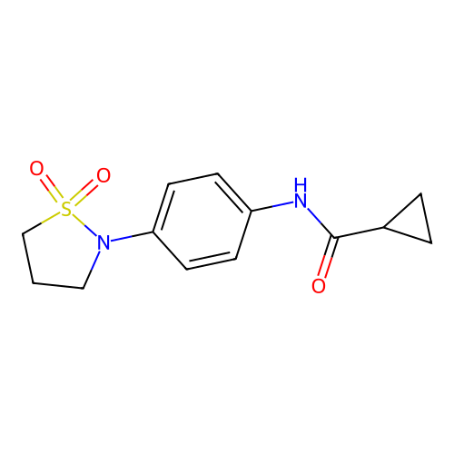 N-(4-(1,1-dioxidoisothiazolidin-2-yl)phenyl)cyclopropanecarboxamide structure