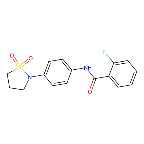N-(4-(1,1-dioxidoisothiazolidin-2-yl)phenyl)-2-fluorobenzamide structure
