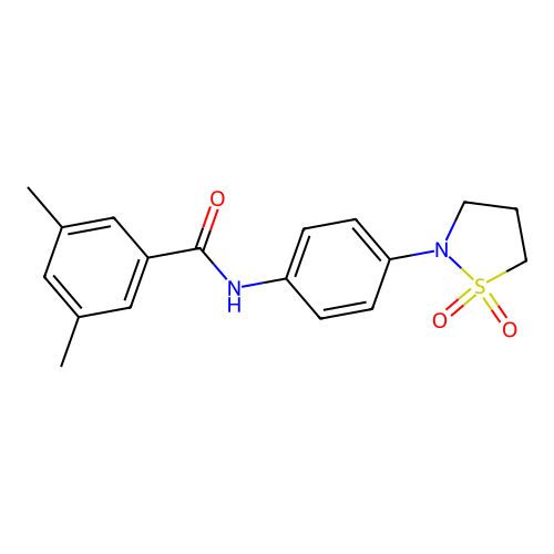 N-(4-(1,1-dioxidoisothiazolidin-2-yl)phenyl)-3,5-dimethylbenzamide structure