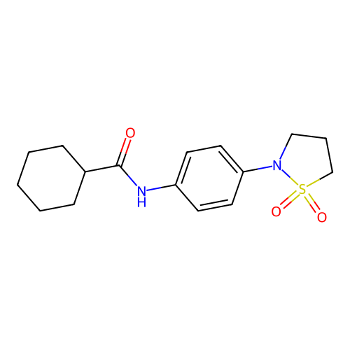 N-(4-(1,1-dioxidoisothiazolidin-2-yl)phenyl)cyclohexanecarboxamide structure