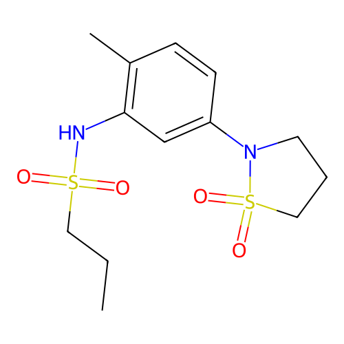 N-(5-(1,1-dioxidoisothiazolidin-2-yl)-2-methylphenyl)propane-1-sulfonamide structure