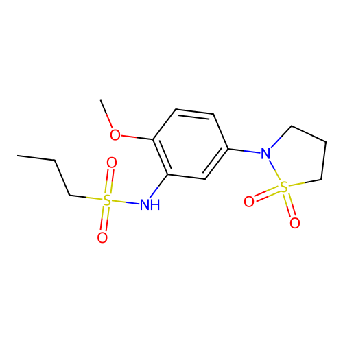 N-(5-(1,1-dioxidoisothiazolidin-2-yl)-2-methoxyphenyl)propane-1-sulfonamide structure