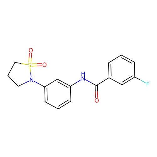 N-(3-(1,1-dioxidoisothiazolidin-2-yl)phenyl)-3-fluorobenzamide structure