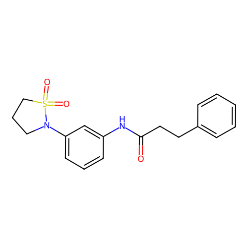 N-(3-(1,1-dioxidoisothiazolidin-2-yl)phenyl)-3-phenylpropanamide structure
