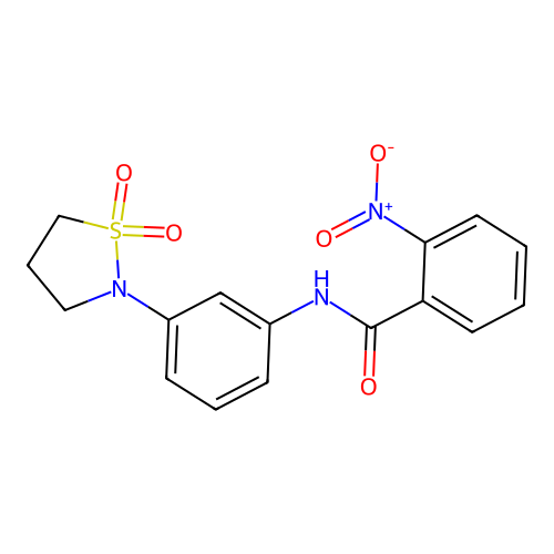 N-(3-(1,1-dioxidoisothiazolidin-2-yl)phenyl)-2-nitrobenzamide structure