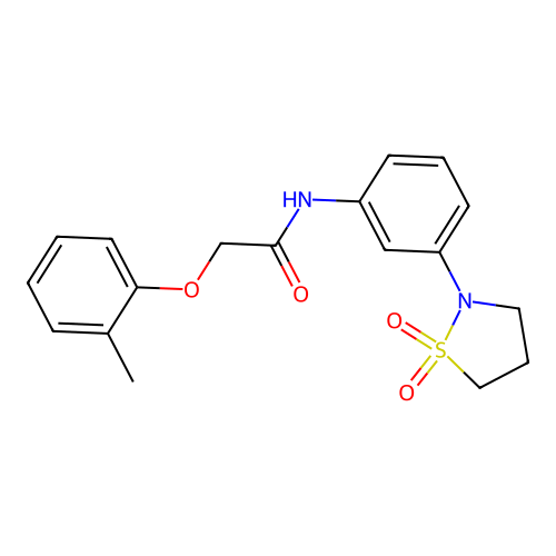 N-(3-(1,1-dioxidoisothiazolidin-2-yl)phenyl)-2-(o-tolyloxy)acetamide structure