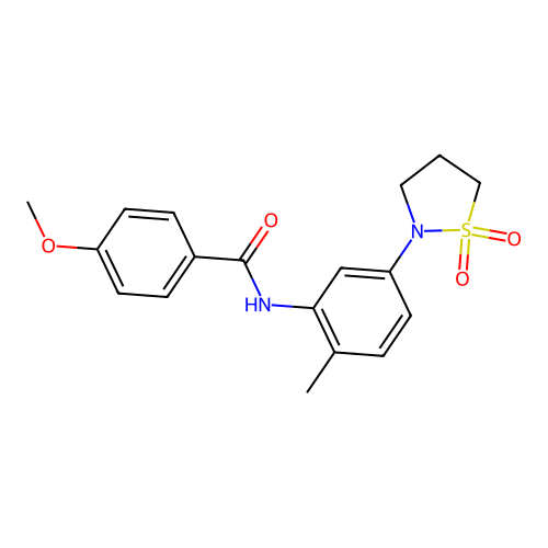 N-(5-(1,1-dioxidoisothiazolidin-2-yl)-2-methylphenyl)-4-methoxybenzamide structure
