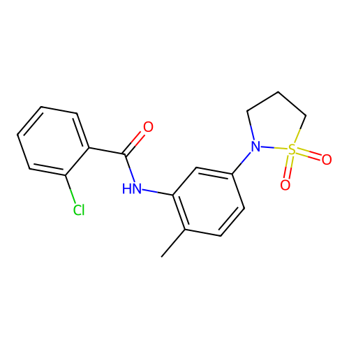2-chloro-N-(5-(1,1-dioxidoisothiazolidin-2-yl)-2-methylphenyl)benzamide structure