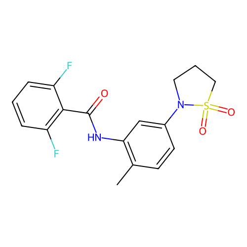 N-(5-(1,1-dioxidoisothiazolidin-2-yl)-2-methylphenyl)-2,6-difluorobenzamide structure
