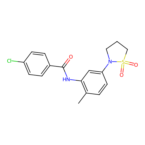 4-chloro-N-(5-(1,1-dioxidoisothiazolidin-2-yl)-2-methylphenyl)benzamide structure