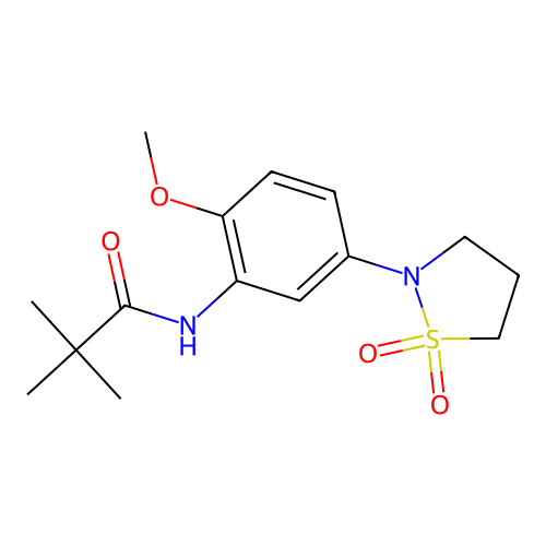 N-(5-(1,1-dioxidoisothiazolidin-2-yl)-2-methoxyphenyl)pivalamide structure