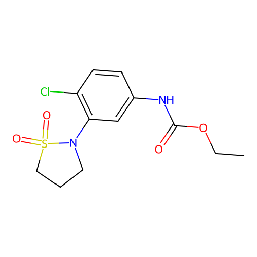 Ethyl (4-chloro-3-(1,1-dioxidoisothiazolidin-2-yl)phenyl)carbamate structure