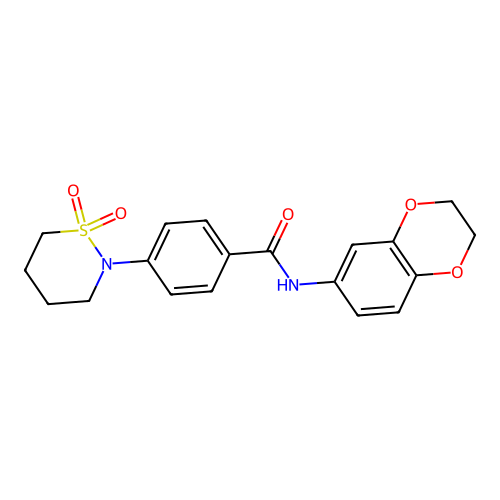 N-(2,3-dihydro-1,4-benzodioxin-6-yl)-4-(1,1-dioxothiazinan-2-yl)benzamide structure