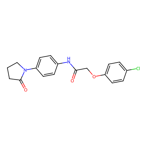 2-(4-chlorophenoxy)-N-[4-(2-oxopyrrolidin-1-yl)phenyl]acetamide structure