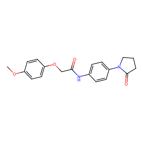 2-(4-methoxyphenoxy)-N-[4-(2-oxopyrrolidin-1-yl)phenyl]acetamide structure