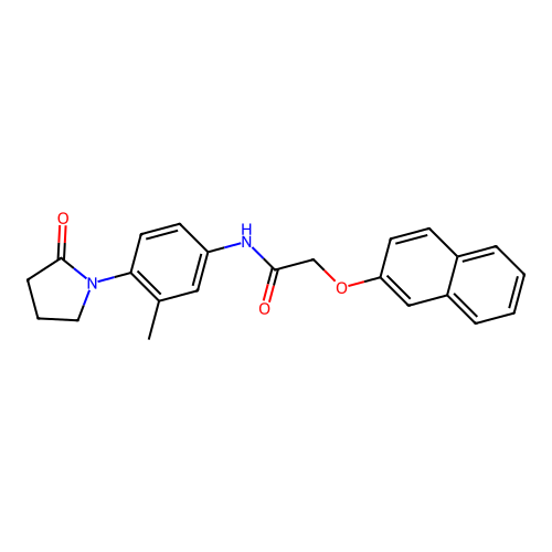N-[3-methyl-4-(2-oxopyrrolidin-1-yl)phenyl]-2-naphthalen-2-yloxyacetamide structure