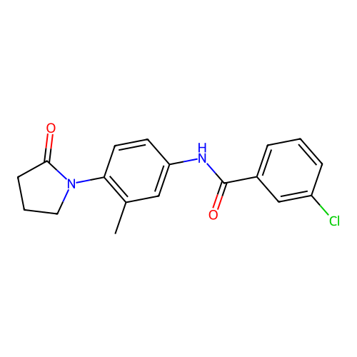 3-chloro-N-[3-methyl-4-(2-oxopyrrolidin-1-yl)phenyl]benzamide structure
