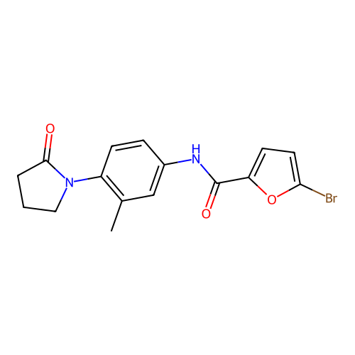 5-bromo-N-[3-methyl-4-(2-oxopyrrolidin-1-yl)phenyl]furan-2-carboxamide structure