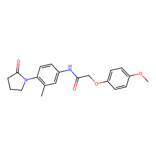 2-(4-methoxyphenoxy)-N-[3-methyl-4-(2-oxopyrrolidin-1-yl)phenyl]acetamide structure