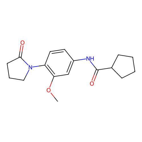 N-[3-methoxy-4-(2-oxopyrrolidin-1-yl)phenyl]cyclopentanecarboxamide structure