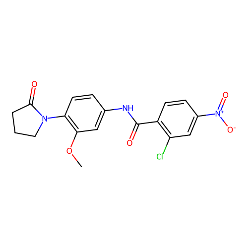 2-chloro-N-[3-methoxy-4-(2-oxopyrrolidin-1-yl)phenyl]-4-nitrobenzamide structure