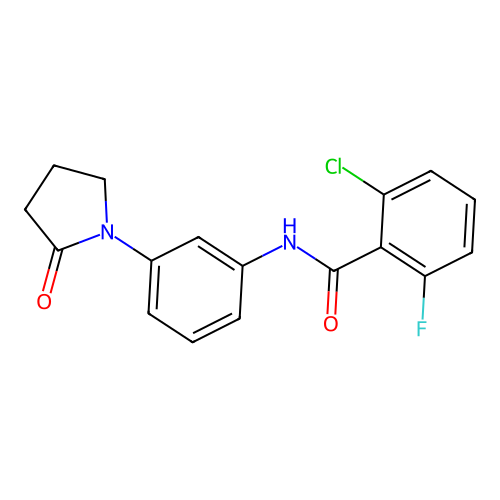 2-chloro-6-fluoro-N-[3-(2-oxopyrrolidin-1-yl)phenyl]benzamide structure