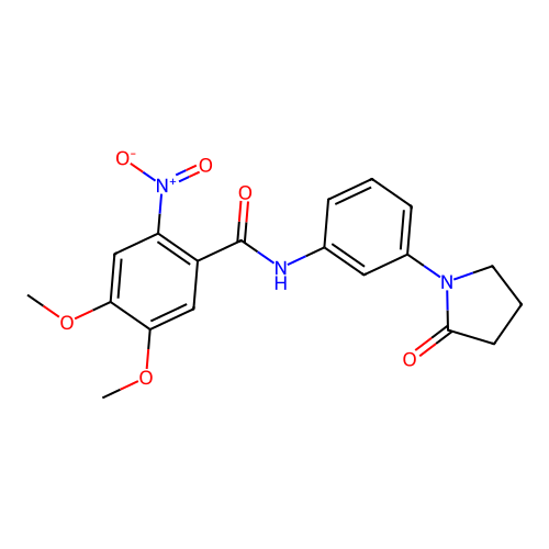 4,5-dimethoxy-2-nitro-N-[3-(2-oxopyrrolidin-1-yl)phenyl]benzamide structure