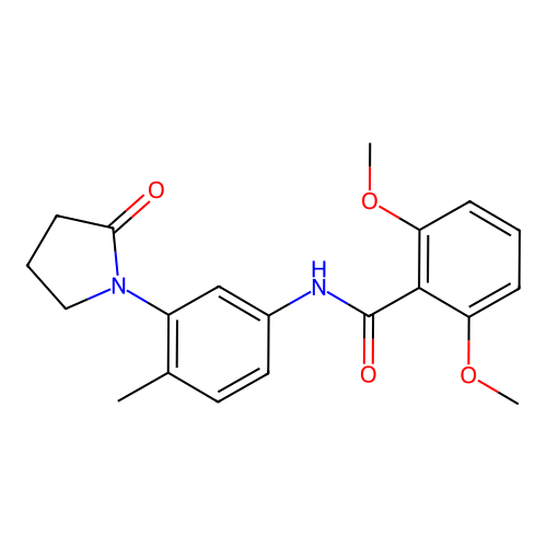 2,6-dimethoxy-N-[4-methyl-3-(2-oxopyrrolidin-1-yl)phenyl]benzamide structure