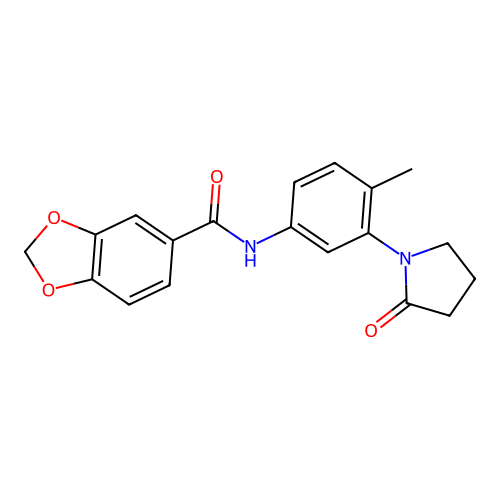 N-(4-methyl-3-(2-oxopyrrolidin-1-yl)phenyl)benzo[d][1,3]dioxole-5-carboxamide structure