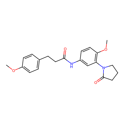 N-[4-methoxy-3-(2-oxopyrrolidin-1-yl)phenyl]-3-(4-methoxyphenyl)propanamide structure