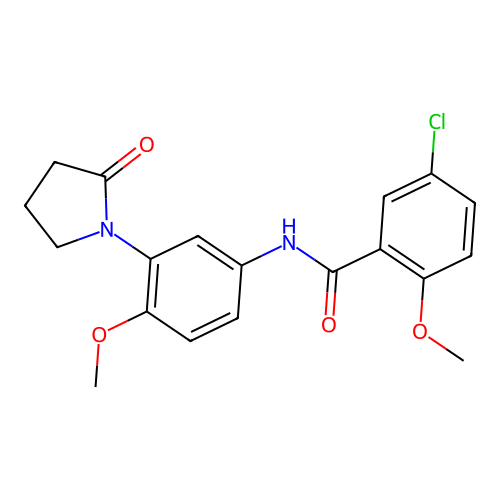 5-chloro-2-methoxy-N-[4-methoxy-3-(2-oxopyrrolidin-1-yl)phenyl]benzamide structure