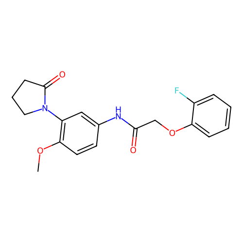 2-(2-fluorophenoxy)-N-[4-methoxy-3-(2-oxopyrrolidin-1-yl)phenyl]acetamide structure