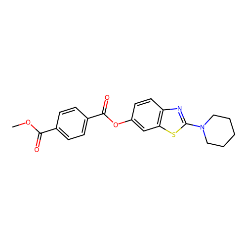 Methyl (2-(piperidin-1-yl)benzo[d]thiazol-6-yl) terephthalate structure