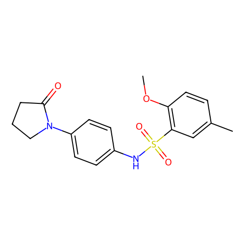 2-methoxy-5-methyl-N-(4-(2-oxopyrrolidin-1-yl)phenyl)benzenesulfonamide structure