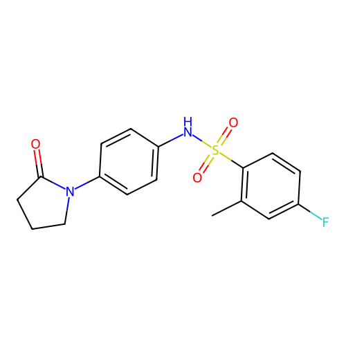4-fluoro-2-methyl-N-(4-(2-oxopyrrolidin-1-yl)phenyl)benzenesulfonamide structure