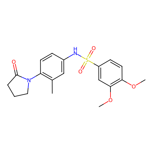 3,4-dimethoxy-N-(3-methyl-4-(2-oxopyrrolidin-1-yl)phenyl)benzenesulfonamide structure