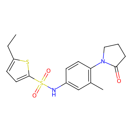 5-ethyl-N-[3-methyl-4-(2-oxopyrrolidin-1-yl)phenyl]thiophene-2-sulfonamide structure