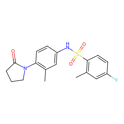 4-fluoro-2-methyl-N-(3-methyl-4-(2-oxopyrrolidin-1-yl)phenyl)benzenesulfonamide structure