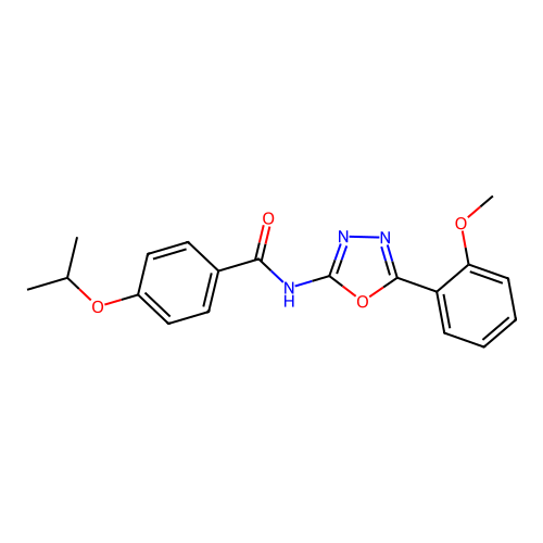 4-isopropoxy-N-(5-(2-methoxyphenyl)-1,3,4-oxadiazol-2-yl)benzamide structure