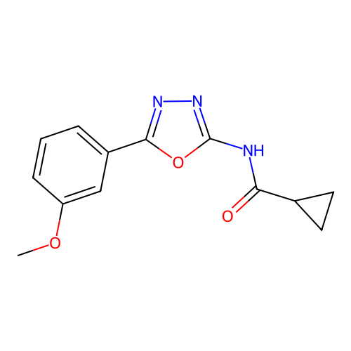 N-(5-(3-methoxyphenyl)-1,3,4-oxadiazol-2-yl)cyclopropanecarboxamide structure